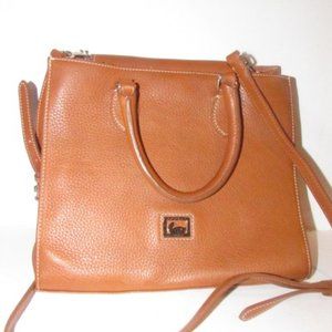Dooney And Bourke XL Textured 2 - Way Camel Leather Removable Strap Satchel